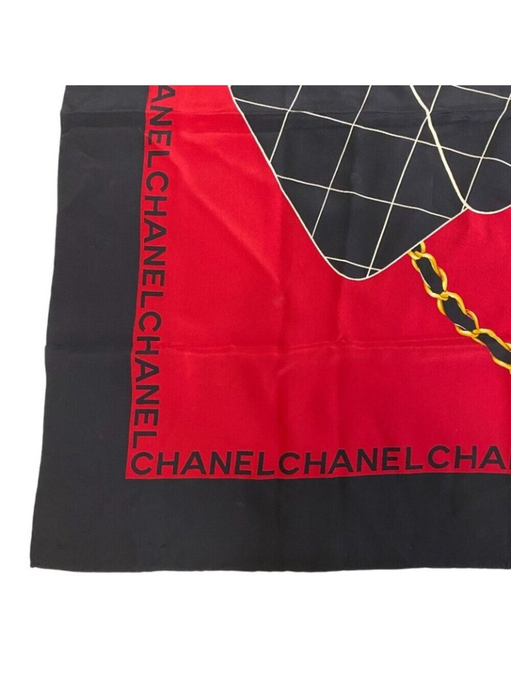 Chanel Bag Pattern Quilted Silk Scarf Black - Picture 7 of 8